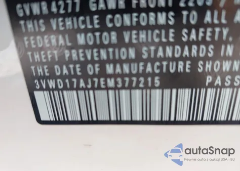 2014 Volkswagen Jetta 1.8T Se from USA, damaged, VIN 3VWD17AJ7EM377215